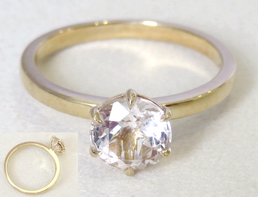 1.4ct Danburite Ring in 9k Yellow Gold | Solitaire Engagement Ring NZ | CL Jewellery NZ