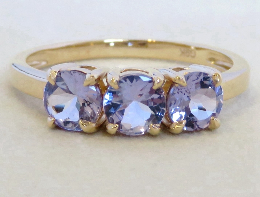 1.45ct Tanzanite 3-Stone Ring in 9k Yellow Gold | CL Jewellery NZ