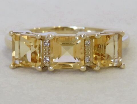 2.1ct Citrine & White Sapphire Ring in 9k Yellow Gold
