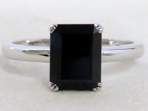 2.9ct Black Sapphire Solitaire Ring in 9k White Gold
