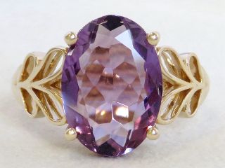 4.2ct Amethyst Leaf Design Ring in 9k Yellow Gold