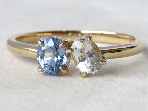 1.29ct Natural Sapphire Toi et Moi Ring in 9k Yellow Gold