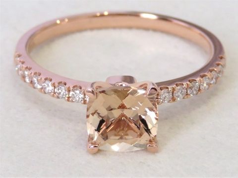 1.22ct Morganite & 0.24ct Diamond Ring in 14k Rose Gold