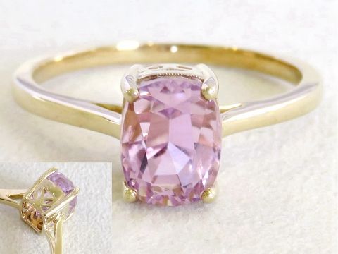 2.65ct Pink Kunzite Ring in 9k Yellow Gold