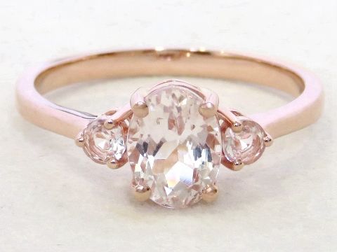 1.34ct Pink Morganite & White Sapphire Ring in 9k Rose Gold