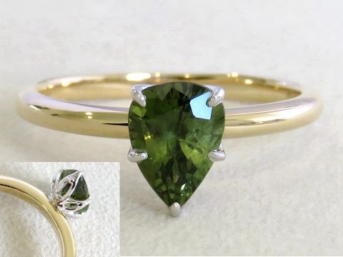 1.44ct Green Sapphire Ring in 14k Yellow & White Gold