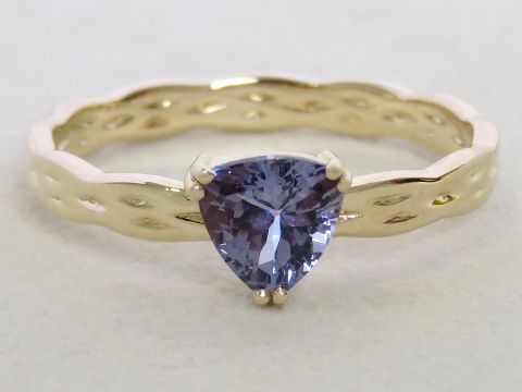 Trillion-Cut Tanzanite Ring in 9k Yellow Gold