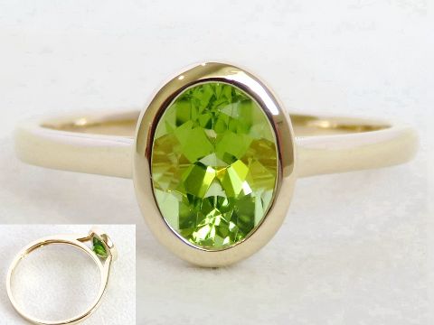 1.5ct Peridot Bezel Set Ring in 9k Yellow Gold