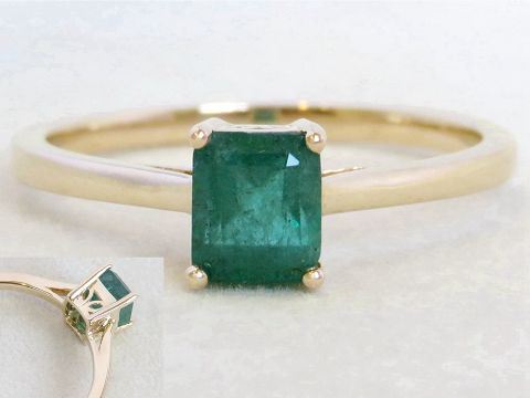 0.93ct Natural Emerald Ring in 9k Yellow Gold